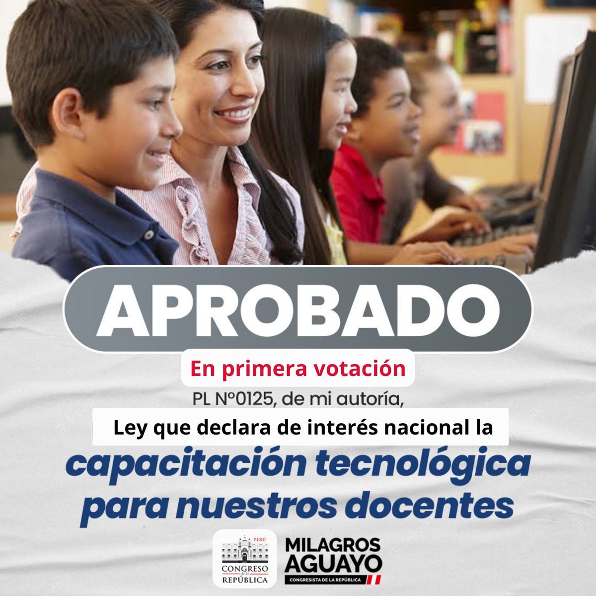 MJAguayo63's tweet photo. #APROBADO en primera votación en la Comisión Permanente, #PL125 de mi autoría, que declara la capacitación tecnológica para nuestros docentes.
Iniciativa para mejorar las competencias de nuestros maestros, ya que la demanda tecnológica mundial lo requiere.
#EducaciónDeCalidad https://t.co/aPTOJ43RLJ
