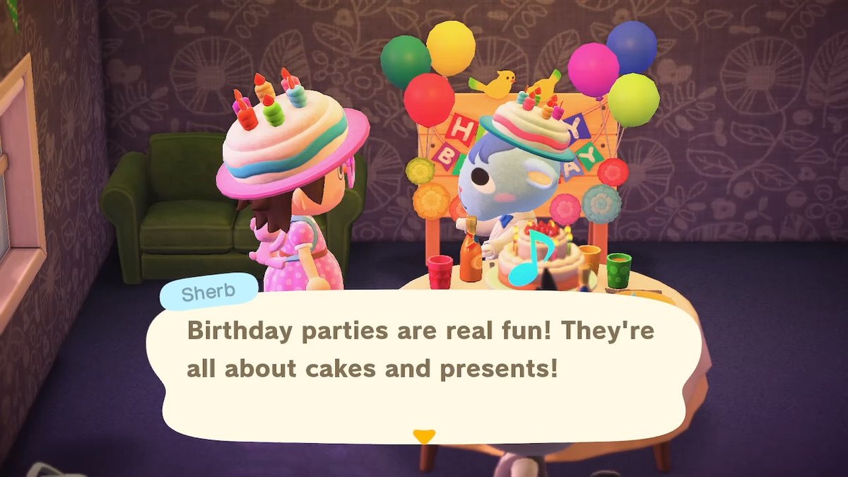 Yesterday was my day, and the celebration continues with my Sherb today. Any reason for another piece of my birthday dessert. Yum!! #AnimalCrossing #ACNH #NintendoSwitch