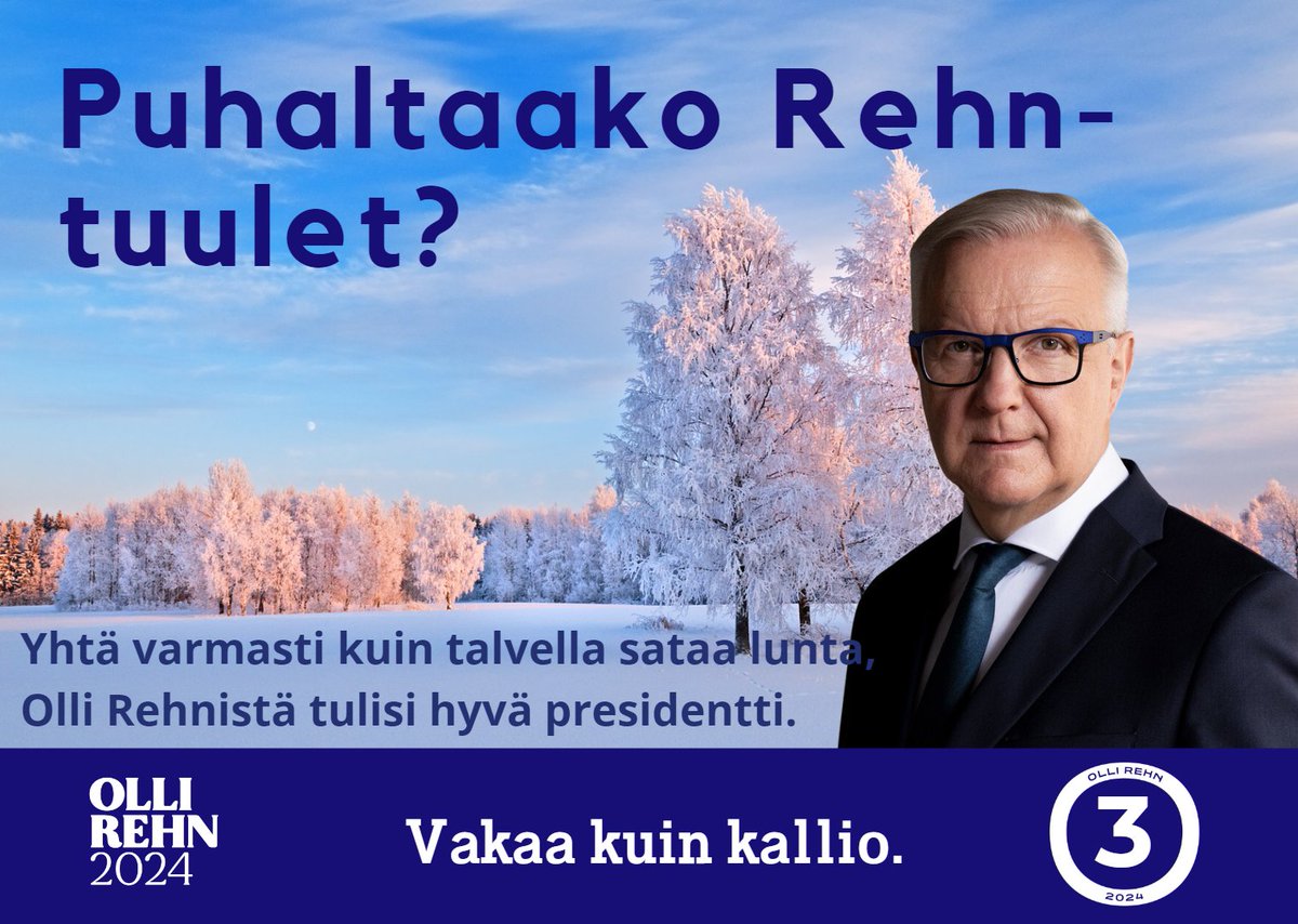 MerviAPu's tweet photo. #presidentinvaalit2024 
Puhaltaako viikonloppuna Rehn-tuulet vai tuleeko Pekka, Pouta? https://t.co/wqX7Uv2ABq