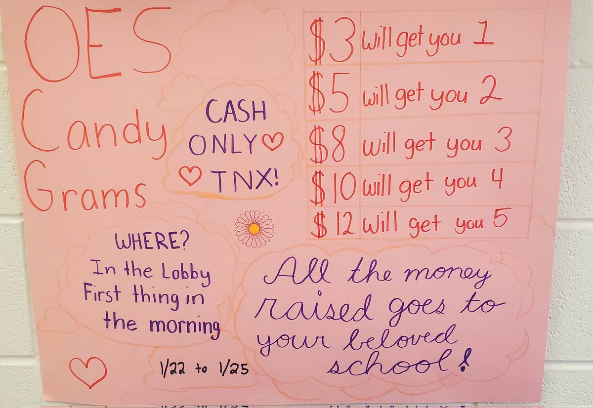 Sharing info on a student favorite...candy grams. ❤️