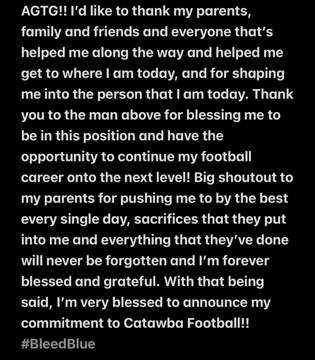 COMMITED❤️💙 #bleedblue <a href="/tyhaines16/">Tyler Haines</a> <a href="/CoachBThomson/">Braden Thomson</a> <a href="/Coach_Overman/">Tee Overman</a> <a href="/CoachKhub/">Khanis Hubbard</a> <a href="/Coach_BCollins/">Brian Collins</a> <a href="/CoachVellucci/">Jake Vellucci</a> <a href="/JSoftcheck/">Jordan Softcheck</a> <a href="/CoachLeeBax/">CoachBax</a> <a href="/CatawbaFootball/">Catawba Football</a> <a href="/Dabigman41/">Damien Jackson</a> <a href="/recruit704/">Recruit704</a>