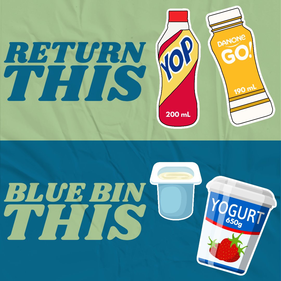 bringitalberta's tweet photo. We get a lot of questions about returning yogurt containers to your local Alberta Bottle Depots. Where you toss your yogurt containers depends on the consistency. One is meant to be sipped, and the other, not so much! https://t.co/7RJCOTCzNc