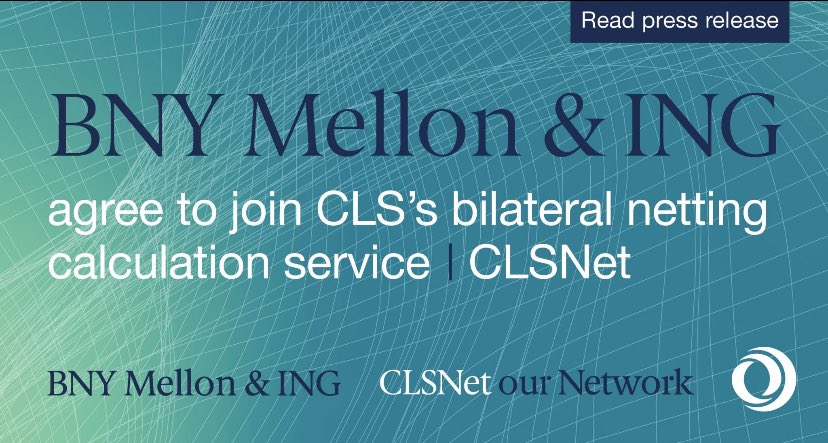 Read our press release on why BNY Mellon, the world’s largest custodian bank and ING, the largest Dutch bank, have agreed to join CLSNet, our bilateral payment netting calculation service for over 120 currencies >> cls-group.com/news/bny-mello… #CLSGroup #CLSNet #standardization…