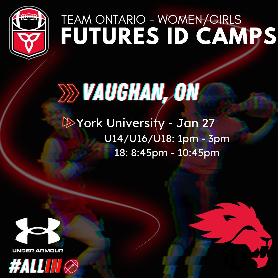 Registration for our U18 Boys Futures ID Camp at York is officially full!

There are still spots remaining in our other age groups for both boys and girls, but they are filling up quickly so register ASAP!! 

Register: footballontario.net/2023/12/13/foo…

#WeAreFootballOntario
#ALLIN