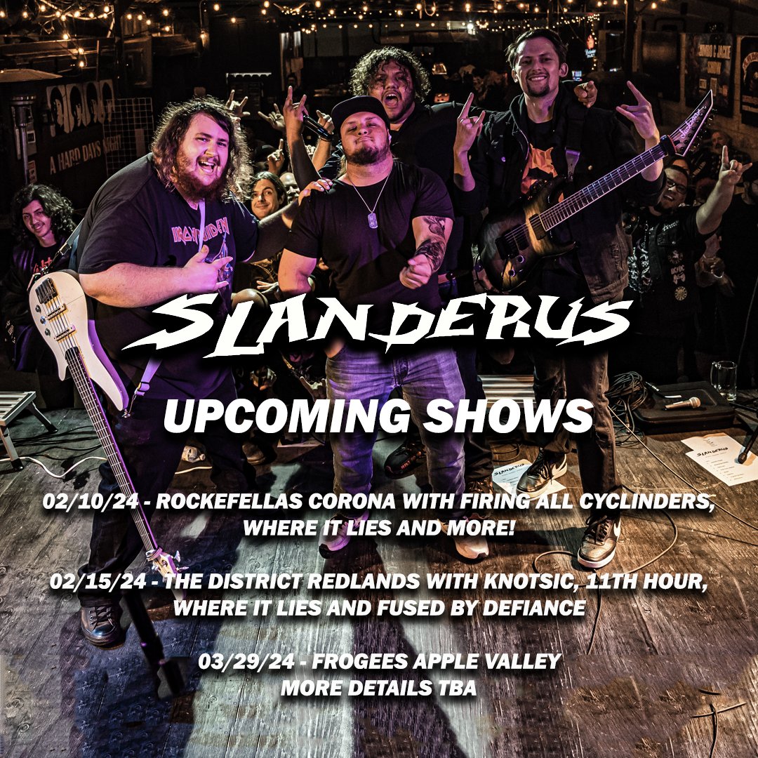 Get your tickets now! Link in Bio 🤘 #slanderus #slanderized #upcomingshows #rockefellas #rockefellascorona #firingallcylinders #whereitlies #thedistrict #thedistrictredlands #knotsic #slipknot #slipknottribute #11thhour #lambofgod #lambofgodtribute #fusedbydefiance #frogees