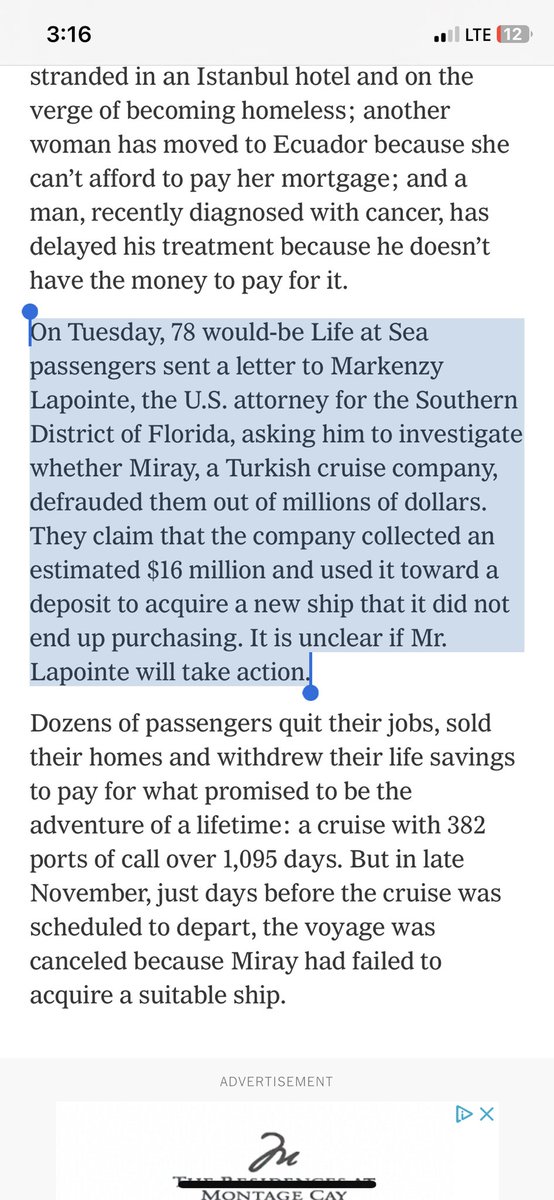 Kudos @CeylanWrites for astonishing tale of either fraud or incompetence. How a company collected $16 million and still couldn’t organize a luxury cruise (they didn’t even have a ship). nytimes.com/2024/01/17/tra…