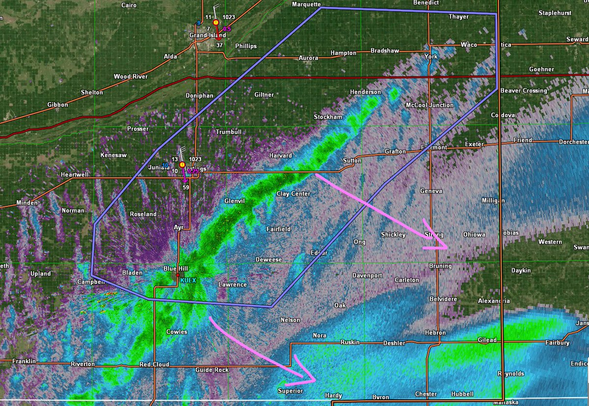 NWSHastings's tweet photo. 4:30PM Thursday
Intense burst of snow and wind is resulting in whiteout conditions. This narrow band is moving SE. Webcams under this band confirm near-zero visibility. DO NOT TRAVEL in this band of snow! It will be brief and last around 30 minutes, or less. #NEwx #NEroads https://t.co/dy01RsAsLA