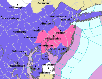 Force17News's tweet photo. A Winter Storm Warning is now in effect until sometime tomorrow for Delaware county (PA) Philadelphia county (PA) parts of Montgomery County (PA) parts of Bucks county (PA) Monmouth county (NJ) Ocean county (NJ) Burlington county (NJ) Camden county (NJ) Gloucester county (NJ) https://t.co/BQXOTa4Fds