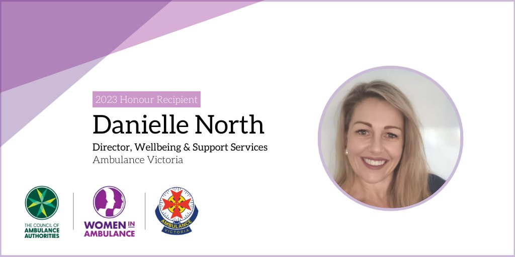 Today we congratulate Danielle North from Ambulance Victoria as a 2023 CAA Women in Ambulance Honour Recipient 💜 To read Danielle's full biography and those of our other 2023 CAA Women In Ambulance Honour Recipients, please visit: loom.ly/oUh1Ivw #WomenInAmbulance