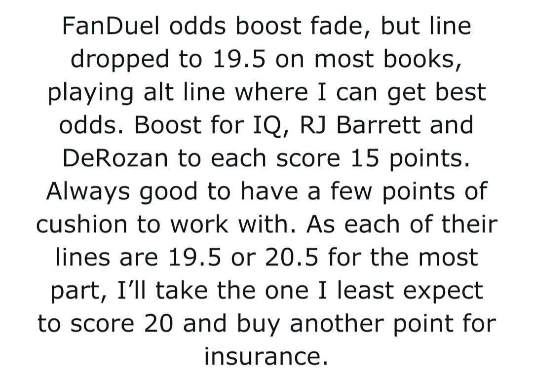 MasterOfBadBeat's tweet photo. π 0.75u - Immanuel Quickley u20.5 points (-135 DraftKings) #OddsBoostFade https://t.co/Phb1MVKdID