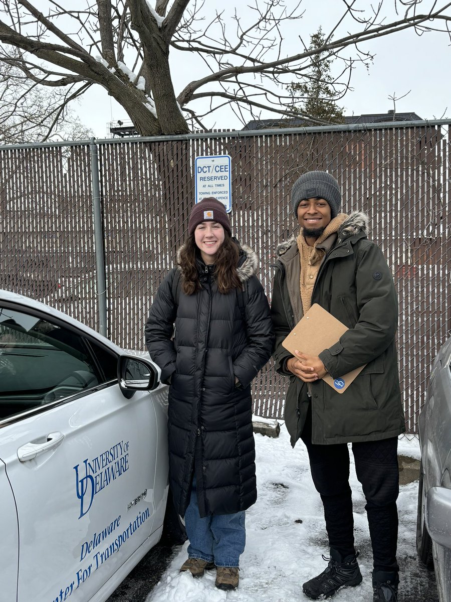 The #udel team bundled up and braved the 🥶 to begin the site assessment phase of our #transportation #equity project through the @NTCMorgan SMARTER Center.