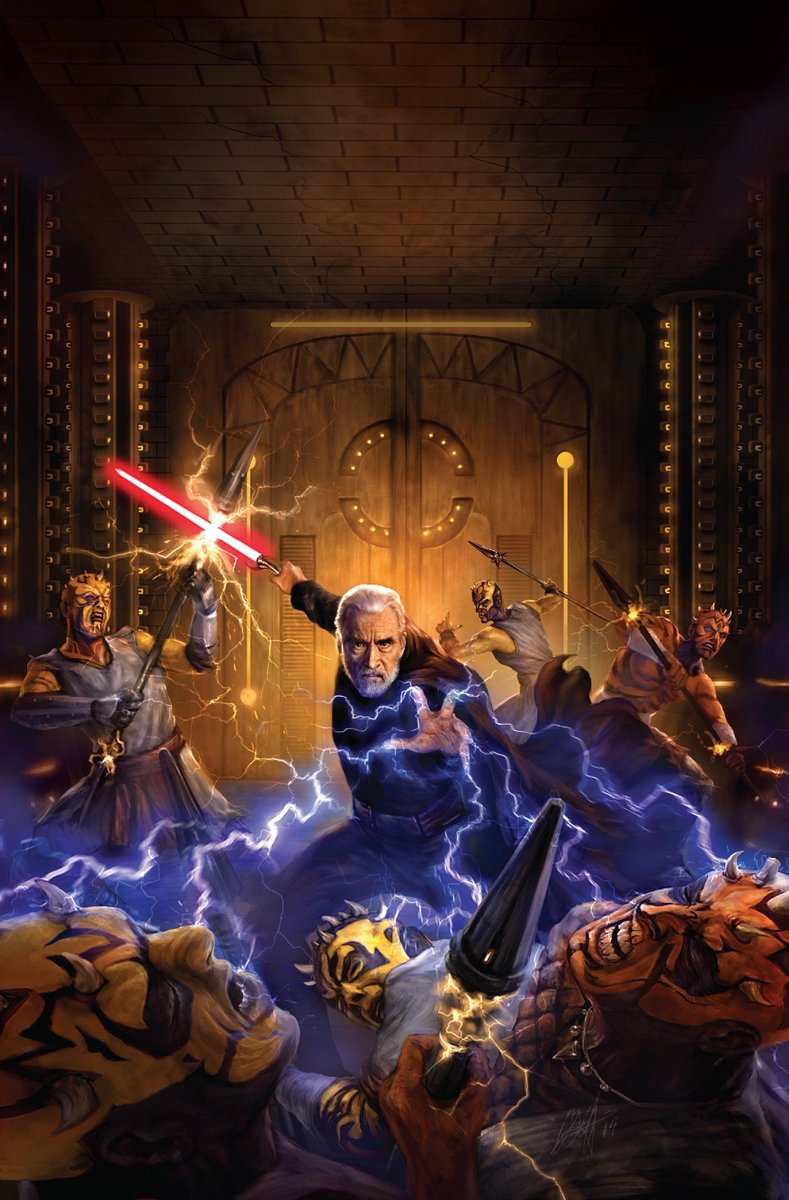 Dooku desatando todo su poder contra los Hermanos de la Noche.

🎨 Darth Maul — Hijo de Dathomir #2 | Chris Scalf