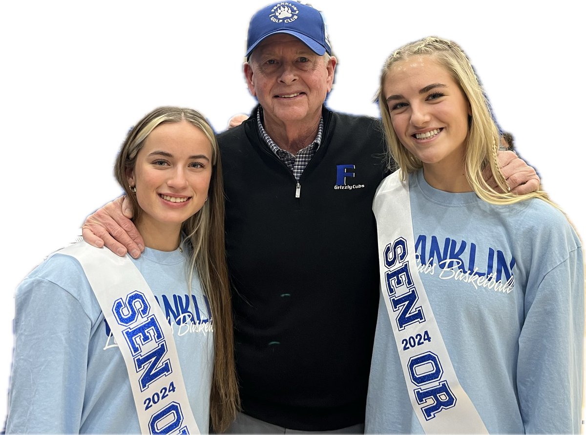 tedbishop38pga's tweet photo. It wasn’t on their Senior Night resumes but it’s on mine. Lauren Klem &amp; Emma Sappenfield close out two great careers tonight for 7th ranked ⁦@Franklin_Hoops⁩ girls squad. Cart girls last summer ⁦@thelegendsgc1⁩ Proud of you both! ⁦@GoGrizzlyCubs⁩ https://t.co/S0wvsEv5Wg