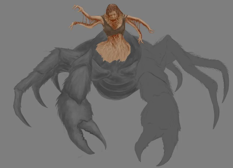 Concept art for one of the new bosses WIP 👀Art by tatan_brutart (check out his portfolio on Insta) I recently got freaked out by coconut crabs, so that's where the inspiration came from. #survivalhorror #indiegamedev #indiegame #Horrorfam