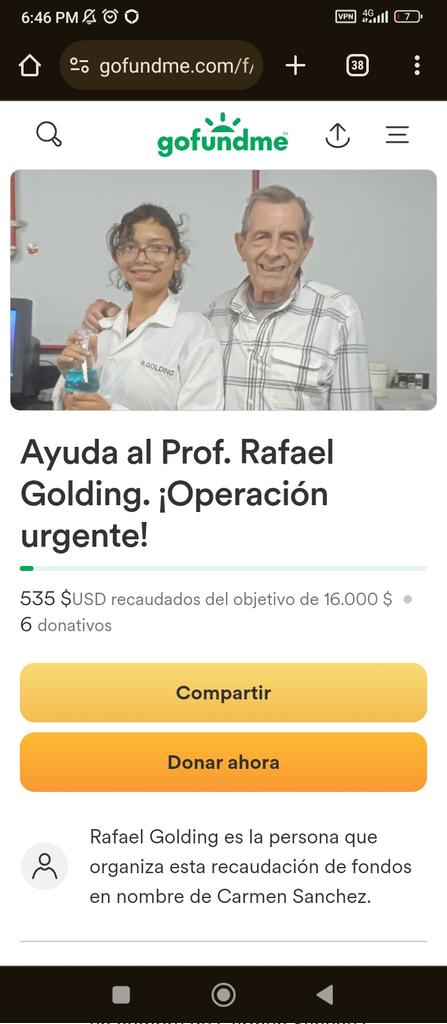 Noticienciasucv's tweet photo. Apoyemos a nuestro querido profesor de química, Rafael Golding!
Después de dedicar más de treinta años de su vida a educar a las generaciones futuras,  requiere una operación urgente. 
Gracias por tu apoyo.
https://t.co/QDO7SsKJTA https://t.co/vhaBxte51D