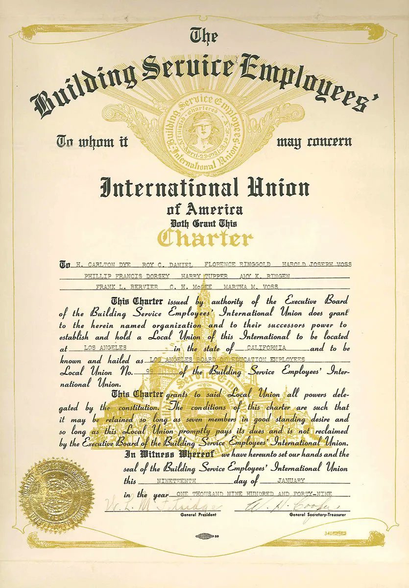 Happy Birthday, SEIU Local 99! Today marks the 75th anniversary of our founding as a local union. We've endured & grown with the strength of thousands of members united around a mission to improve education & education jobs. Check out our original charter certificate from 1949!