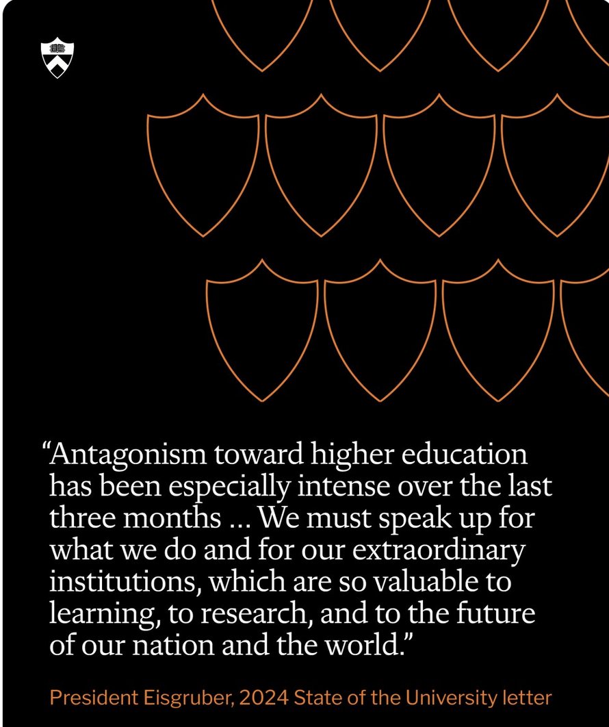 1/n 
Princeton President Christopher Eisgruber's 'State of the University Letter' is a superb call for action against 'virulent threats to academic freedom and institutional autonomy' saying #WeMustSpeakUp. 
I agree! 
see 🧵below
Full letter princeton.edu/sites/default/…
#ThisIsOurLane