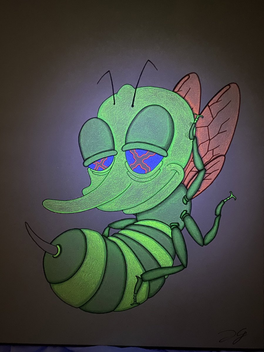 Progress… 
#WIP #UVGlow #HeadyArt #ETArtVisions #Bee #ColoredPencil #KnockOut