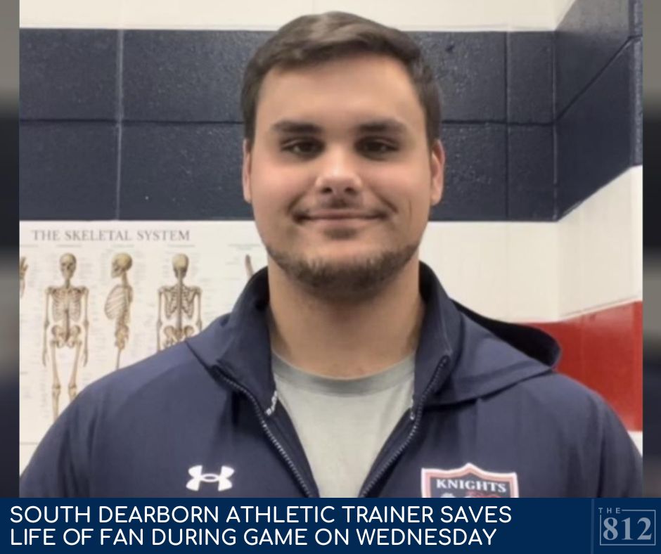 South Dearborn athletic trainer saves life of fan during last night's game. Full story here: 812now.com/post/south-dea…