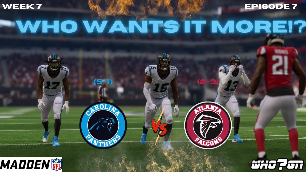 Official_Whogn's tweet photo. WEEK 7 : “WHO WANTS IT MORE” is live now!!!
https://t.co/MdrWFkxgpS
#easports #madden24 #maddenrebuild #nfl #nflfootball #gaming #gamingvideos #sports #panthers #carolinapanthers #keeppounding #bryceyoung #desmondridder #atlantafalcons https://t.co/GGFffcRqg3