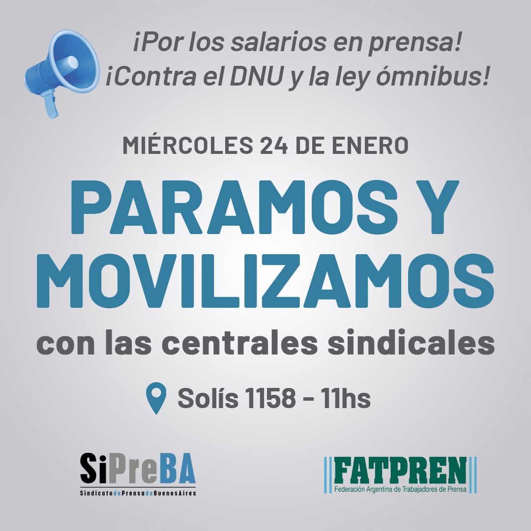 📣 Vamos a defender los salarios frente al brutal ajuste y los derechos frente a las reformas que intentan destruir las conquistas laborales, la organización sindical y la soberanía. 💪Con unidad y lucha: ¡nos vemos en la calle! #NoAlDNU #NoALaLeyÓmnibus #SiPreBA2024