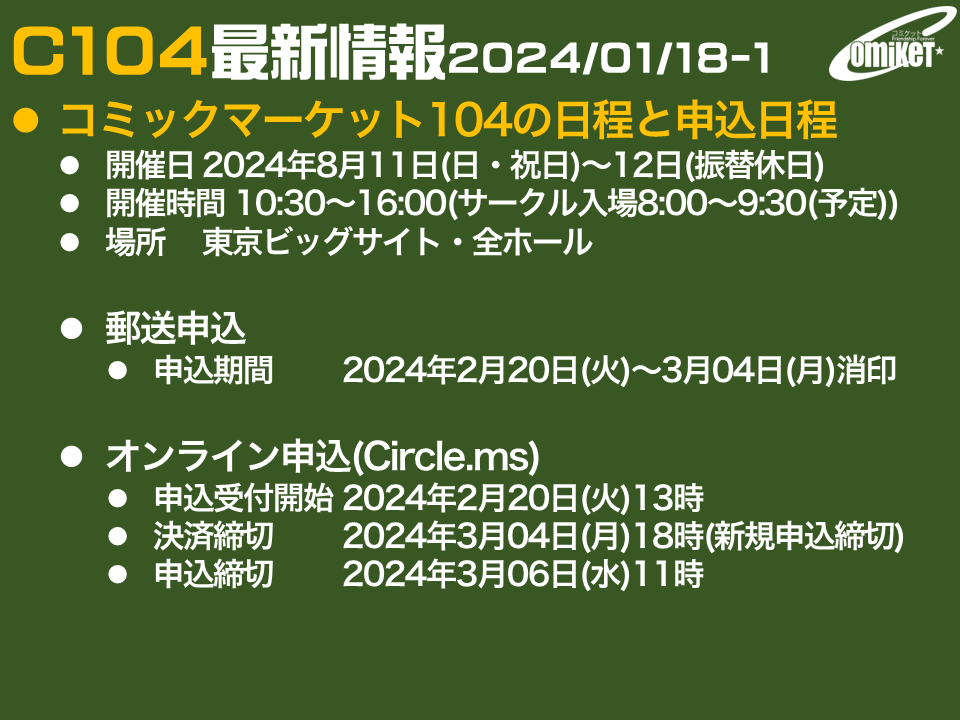 C100 1日目 コミケ サークルチケット 8月13日