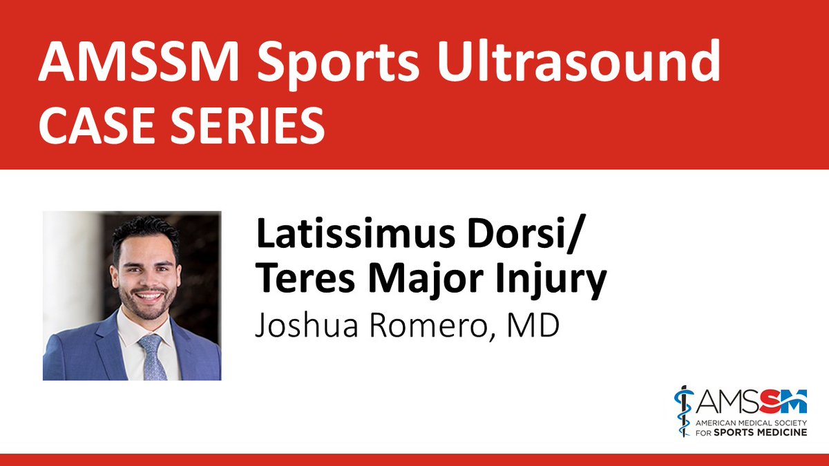 🚨 AMSSM members: Remember to join Dr. @JoshuaRomeroMD first thing tomorrow morning at 8:30 am ET for a #SportsUltrasound Case Presentation on a Latissimus Dorsi/Teres Major Injury. 🔗 Find the link to join here: bit.ly/AMSSMEvents