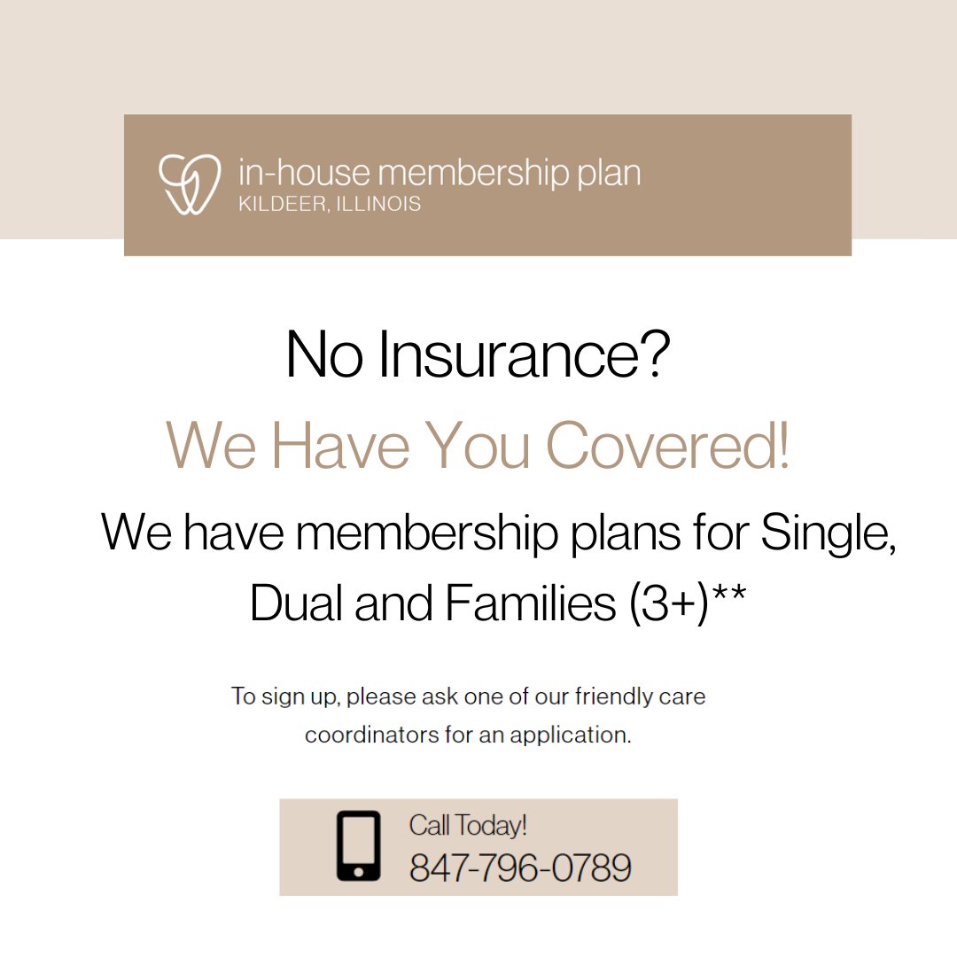See how simple and affordable better oral health can be with our Membership Plan! Call today for more details!

#dentalmembership #membership #dentalplan #noinsurance #nodentalinsurance #dentist #femaledentist #kildeer #deerpark #deerparkil #barrington #chicago