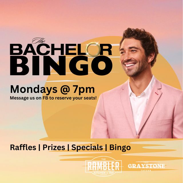 🌹🌹🌹
WE'RE BRINGING IT BACK TO GRAYSTONE!
This upcoming Monday, join us once again for The Bachelor ❤️
Email us at events@graystonetavern.com to reserve a table!!!