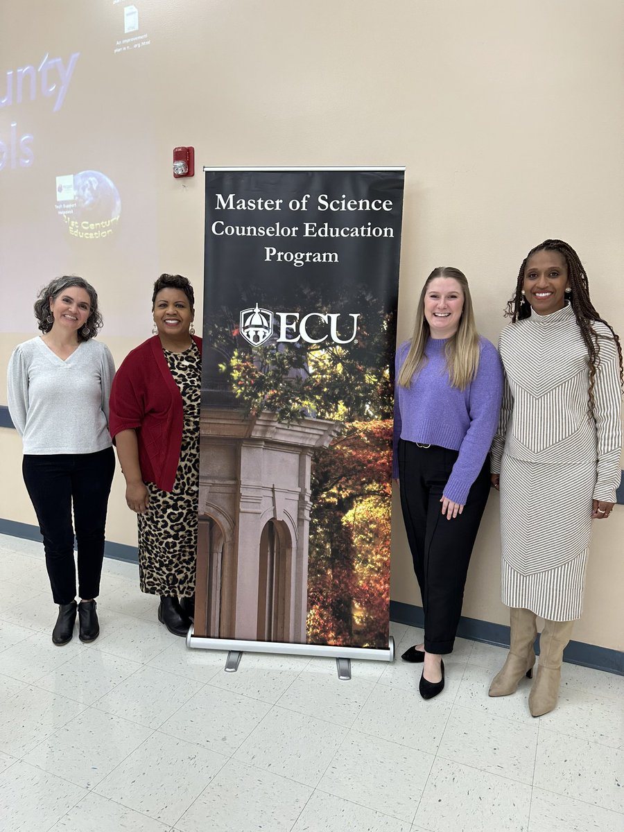 DrSBrown's tweet image. Had a fantastic time presenting on school counselor advocacy, wellness and inclusion with @CounselorEdECU colleagues @fears_allison @DrLoniLove for @PCS_NC. Enjoyed seeing current and former students.#piratenation💜💛🏴‍☠️ #regionaltransformation @ECU_COE @ECUNewsServices
