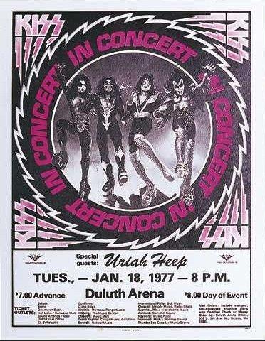 #TBThursday - January 18, 1977 - We rocked Duluth Arena in Duluth, Minnesota. Uriah Heep opened the show. #KISSTORY