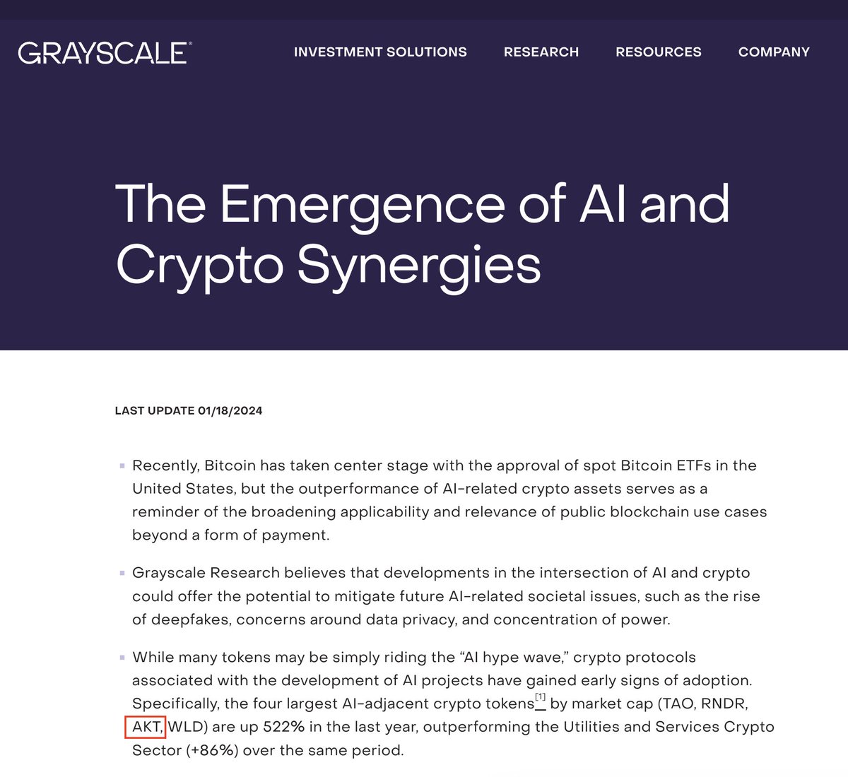 gregosuri's tweet photo. Grayscale just published a report about AI and Crypto synergies highlighting $AKT and $TAO, featuring Akash's growth in active GPU leases.

→ https://t.co/6P45Aaa8Uh https://t.co/8OiCYNfNlY