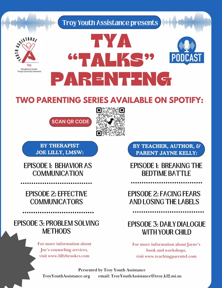TYAssistance's tweet photo. Two series of Parenting Podcasts are now available on Spotify! @LillybrookCS @mrsjaynekelly https://t.co/jnmAg8Q48T