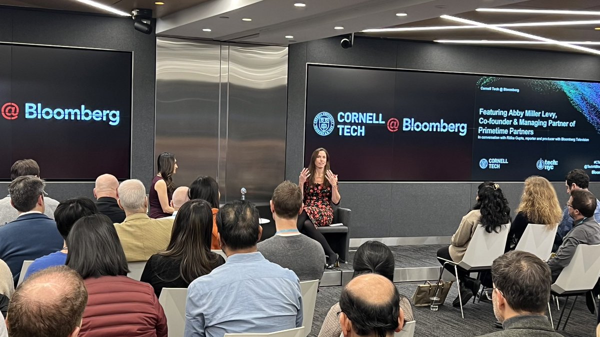 At tonight’s #CTechBBG session, Primetime Partners’ Managing Partner & Co-Founder Abby Miller Levy talks with @RitikaGuptaTV about her career path, experience building products at OXO & SoulCycle, why she's bullish on 'longevity tech,” and her 2024 #VC outlook #venturecapital