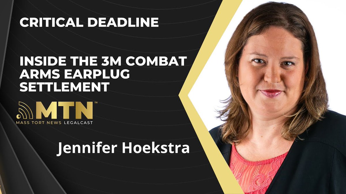 masstortnewsorg's tweet image. Update on the #3M Combat Arms #Earplug Settlement! Jennifer Hoekstra of Aylstock, Witkin, Kreis &amp;amp; Overholtz, PLLC discusses the latest developments, important deadlines, and insights into this settlement.zurl.co/mIGH 
#3MSettlement #DeadlineAlert  #military #LegalCast