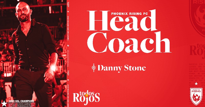 PHXRisingFC's tweet photo. NEWS: Danny Stone has been named head coach of Phoenix Rising FC.

Congratulations Danny! 

#TodosRojos | @DannyStone8
