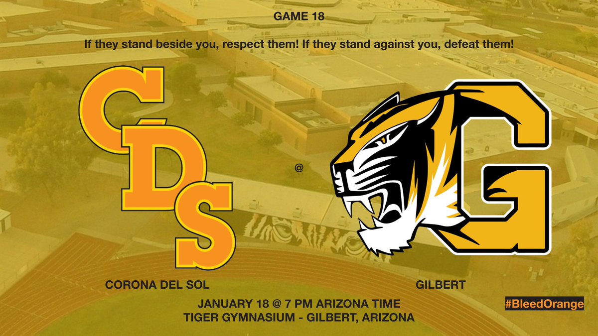 gilbert12thman's tweet photo. Game 18

🏀: @Gilbert_Tigers (Gilbert, Arizona)
🚌: Tiger Gymnasium - Gilbert High School (Gilbert, Arizona)
💵: https://t.co/CQx1LELQFH
🕖: 7 PM Arizona Time

If they stand beside you, respect them. If they stand against you, defeat them.

👑☀️🧡💛🏀

#RollTRiBE | #BeatGilbert https://t.co/jf2gBfchcn