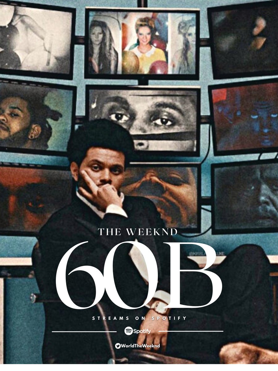 .@theweeknd has now surpassed 60 BILLION streams on Spotify across all credits.