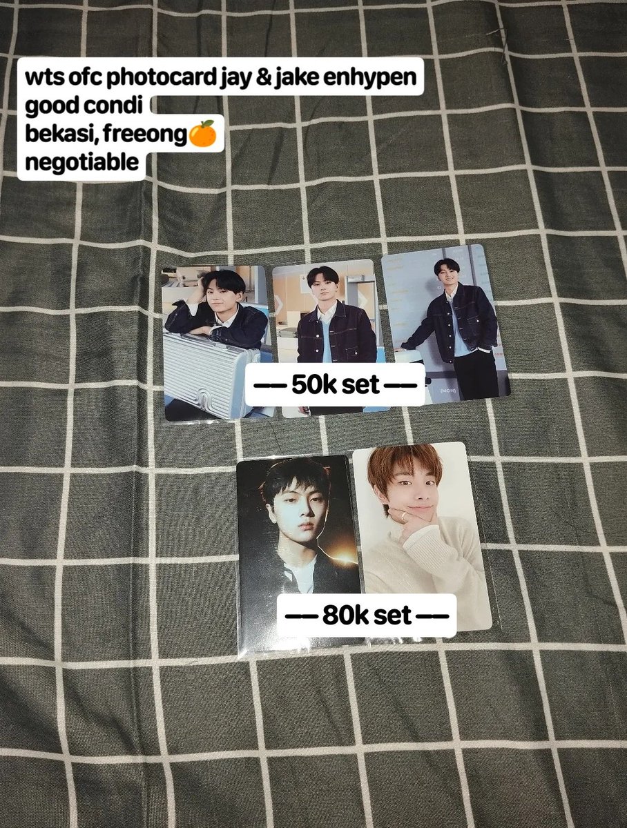 wts photocard official jay &amp; jake enhypen
౨ৎ official, good condi
౨ৎ bekasi, freeong 🍊
౨ৎ nego? dm

.t photocard official enhypen heeseung jay jake sunghoon sunoo jungwon ni-ki trading card konsep dark blood season greetings 2021