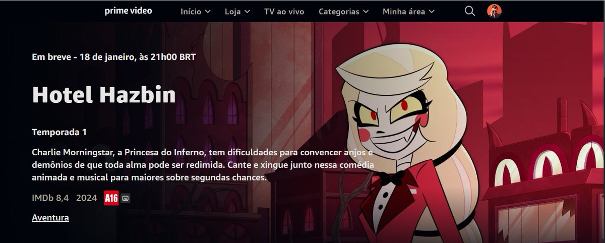 HazbinHotel_B's tweet photo. 🚨 | HOJE ESTRÉIA às 21h (horário de Brasília) #HazbinHotel

• disponível na Amazon Prime Video

• o 1° episódio também estará disponível no YouTube https://t.co/em9yPLV9om
