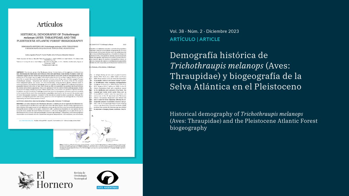 [ARTÍCULOS]

🔹Demografía histórica de Trichothraupis melanops (Aves: Thraupidae) y biogeografía de la Selva Atlántica en el Pleistoceno

✍️Andrea Agustina Turner, Natalia Trujillo-Arias <a href="/TrujArias/">Natalia Trujillo Arias</a>, Gustavo Sebastián Cabanne

🔓doi.org/10.56178/eh.v3…

#ElHornero