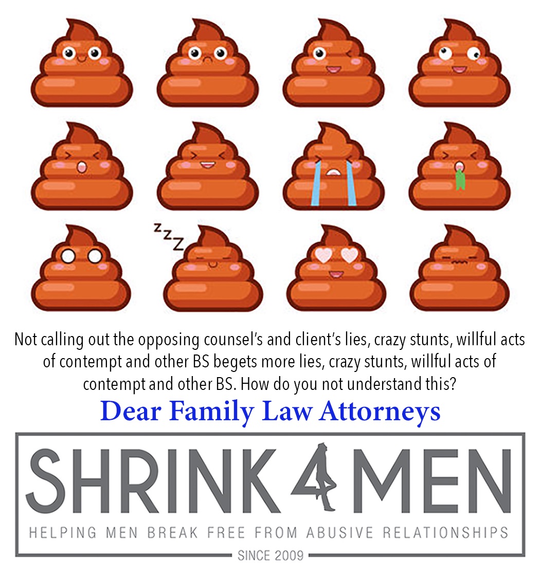 Dear #FamilyLaw Attorneys, Not calling out the opposing counsel’s and client’s lies, crazy stunts, willful acts of contempt and other BS begets more lies, crazy stunts, willful acts of contempt and other BS. How do you not understand this? Or is your “advocacy” only about /1