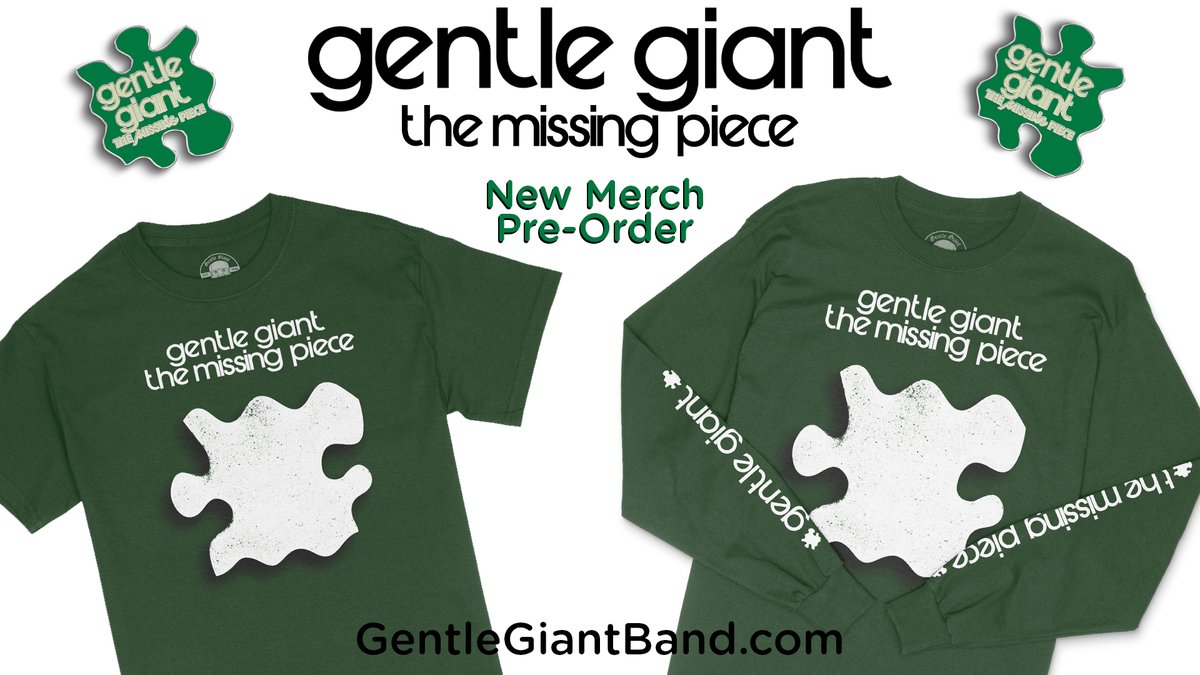 🧩NEW MERCH ALERT🧩 We just launched three new items to celebrate the new Steven Wilson remix of 1977's 'The Missing Piece.' Including two new t-shirt designs and an enamel pin! Pre-Order now only at GentleGiantBand.com