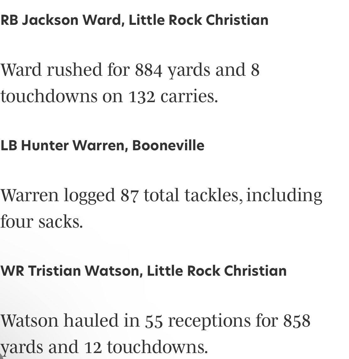 Grateful to be recognized as one of the state’s top sophomores!! @SBLiveARK @LRCAAthletics @Tristianwatson3