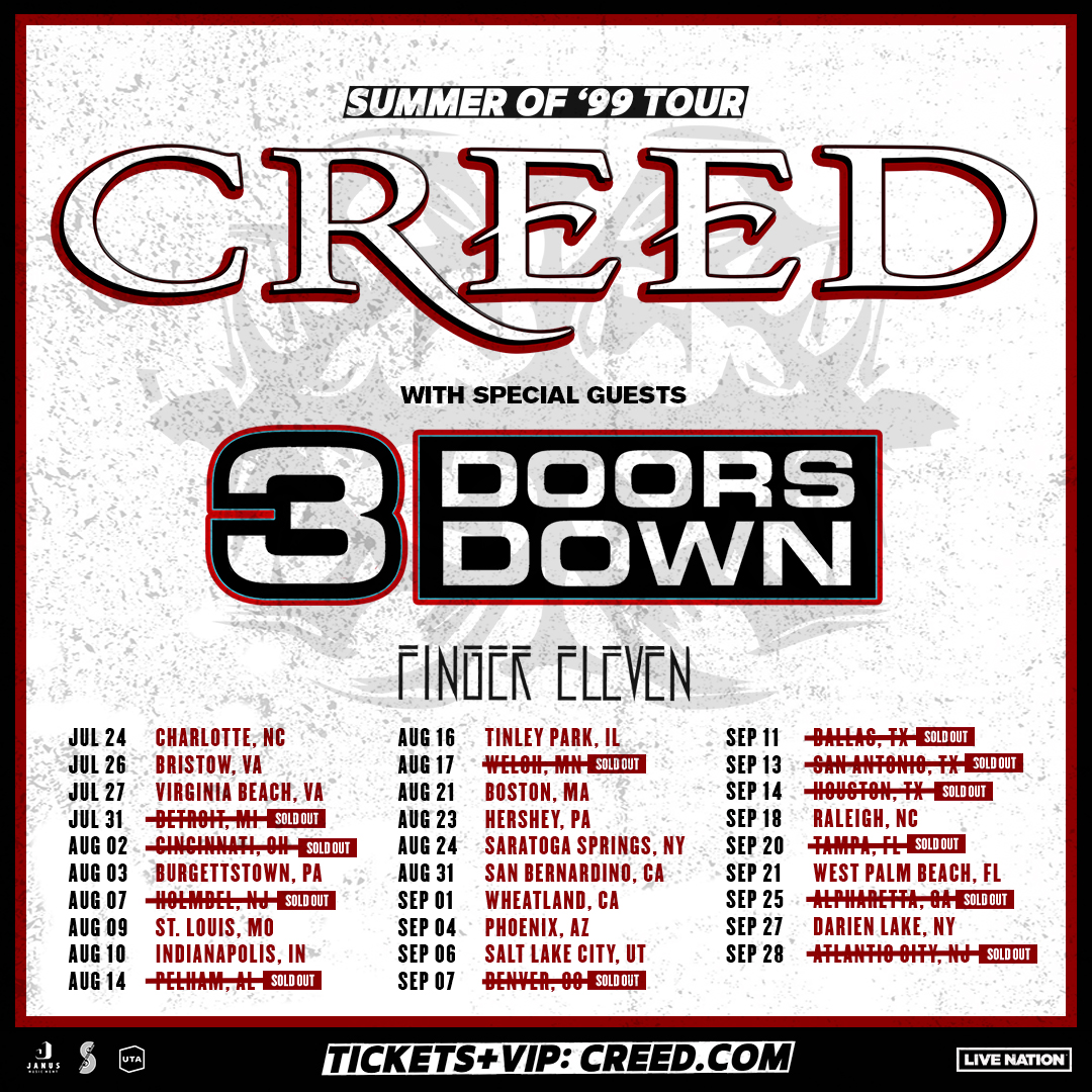 Tickets are going fast for the @Creed Summer of ’99 Tour! Grab yours now and we’ll see you on the road. 3doorsdown.com/#!/events