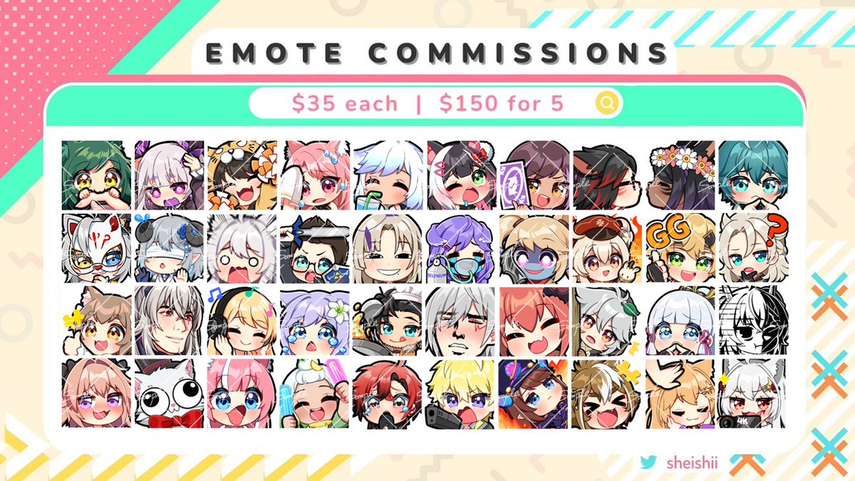 RTs are appreciated 🙇‍♀️ EMÓTE CÓMMS OPĒN~ Slóts for Feb-Mar (not first come first serve) Info/lìnks are in the thread below 👇 #emotes #twitchemotes