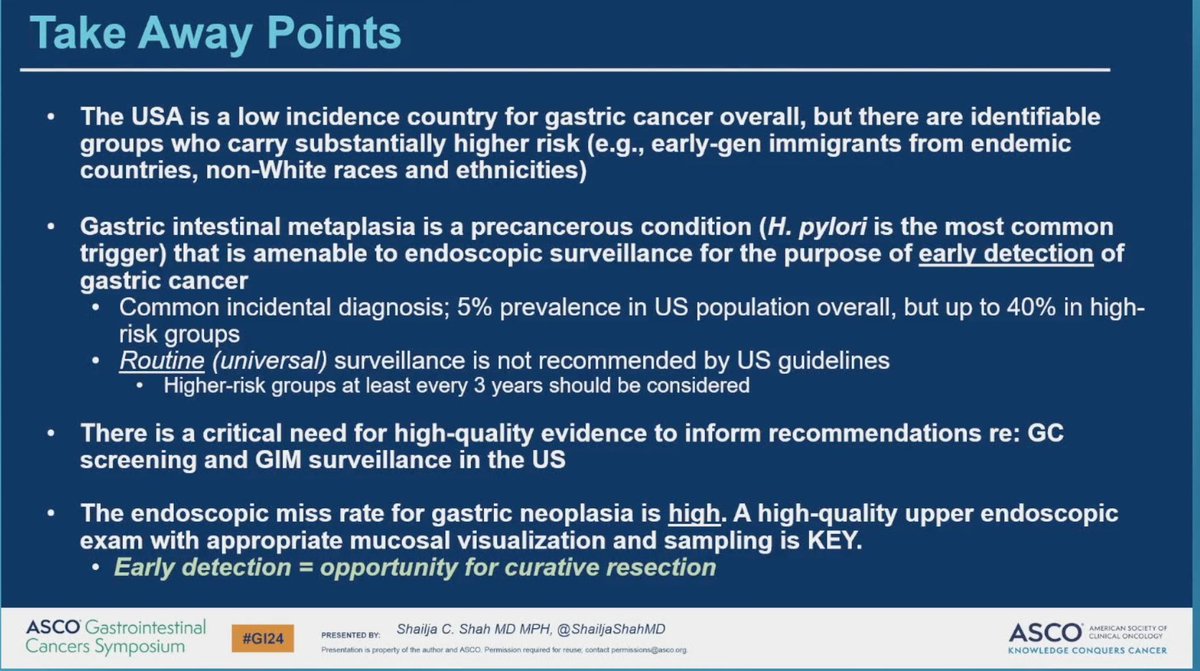 Great presentation by Dr Shah at @ASCO #GI24 on the need for gastric cancer screening for immigrants who came from high incidences countries. We need to advocate for more resources to generate high-quality data to support guideline changes in #Stomachcancer #gastric cancer.