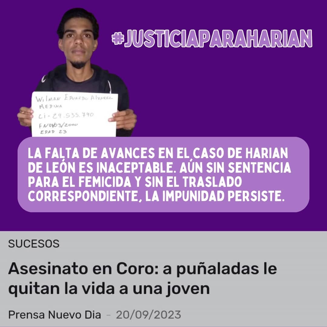 pahenryj's tweet photo. La falta de avances en el caso de Harian De León es inaceptable. Aún sin sentencia para el asesino y sin el traslado correspondiente, la impunidad persiste. Demandamos respuestas y medidas efectivas. #JusticiaParaHarian #HarianDeLeon @BeatrizRabg @TSJ_Venezuela https://t.co/LURCt1rCax