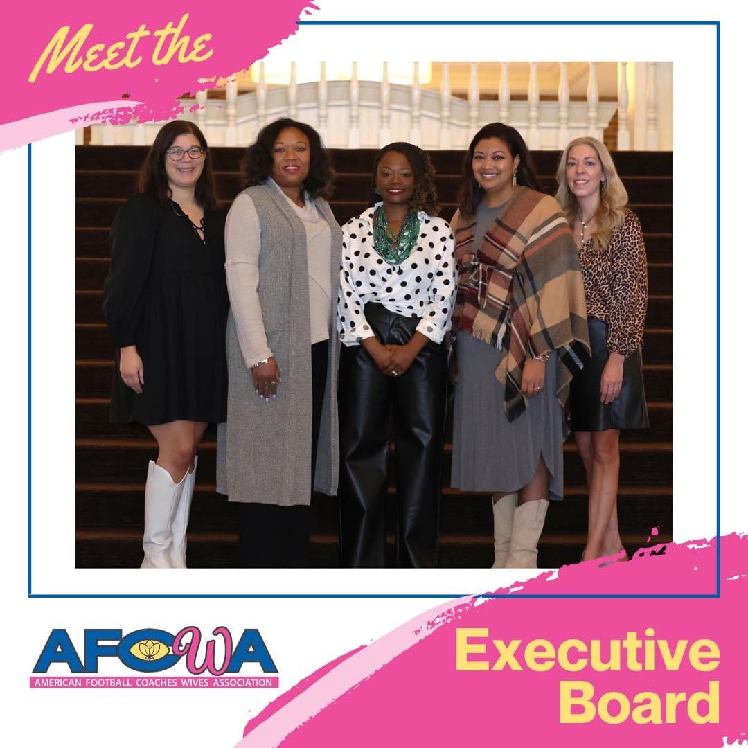 🎉 Meet the 2024 Executive Board!

President: Natasha Adams
Vice President: Nedra Malone
Past President: Brittany Chastina Sloan
Treasurer: Rebekah Provost-Emmons
Secretary: Olivia Raby

What a wonderful group of women leading our organization! 🏈🩷💍