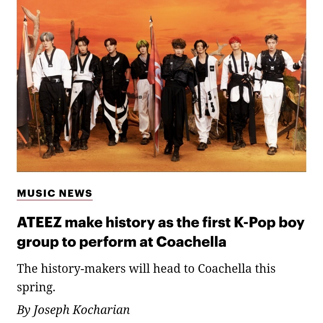 1024updates's tweet photo. Rolling Stone UK article about ATEEZ making history as the first K-Pop boy group to perform at Coachella is trending at #1 on their official website 
🔗: https://t.co/BFnKpbRRb4

#ATEEZ #에이티즈 @ATEEZofficial https://t.co/rBGS799VXj